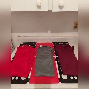 iGenjun 3-Women's XL Button Long Style #DR-907 Cotton Tunic Tops Lot (R/G/B)
